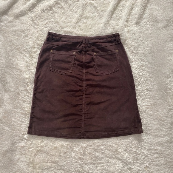 Chocolate Corduroy Croft & Barrow Button-front Skirt - Picture 2 of 5